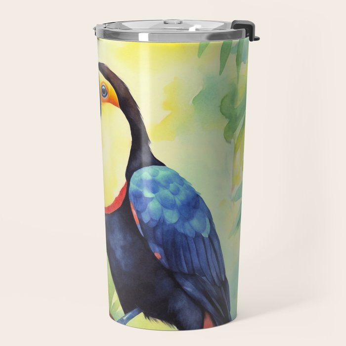 Toucans Tropical Paradise Watercolor Art Travel Mug Gallery Image 2