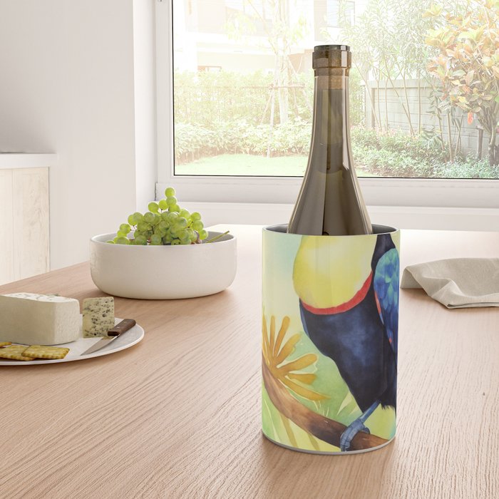 Toucans Tropical Paradise Watercolor Art Wine Chiller Gallery Image 4