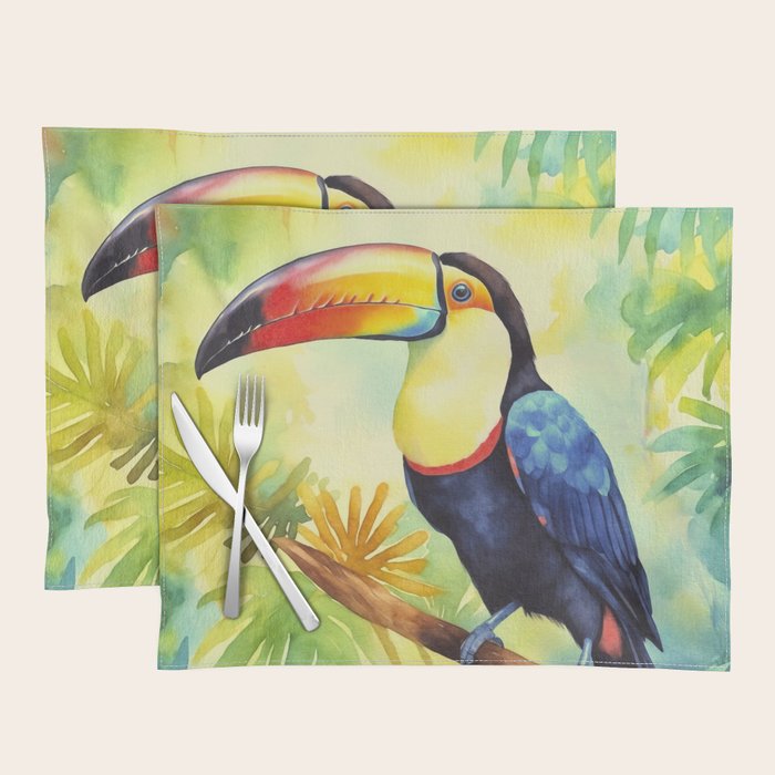 Toucans Tropical Paradise Watercolor Art Placemat Gallery Image 1
