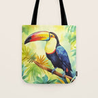 Toucans Tropical Paradise Watercolor Art Tote Bag Gallery Image 1