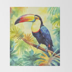 Toucans Tropical Paradise Watercolor Art Throw Blanket Gallery Image 2