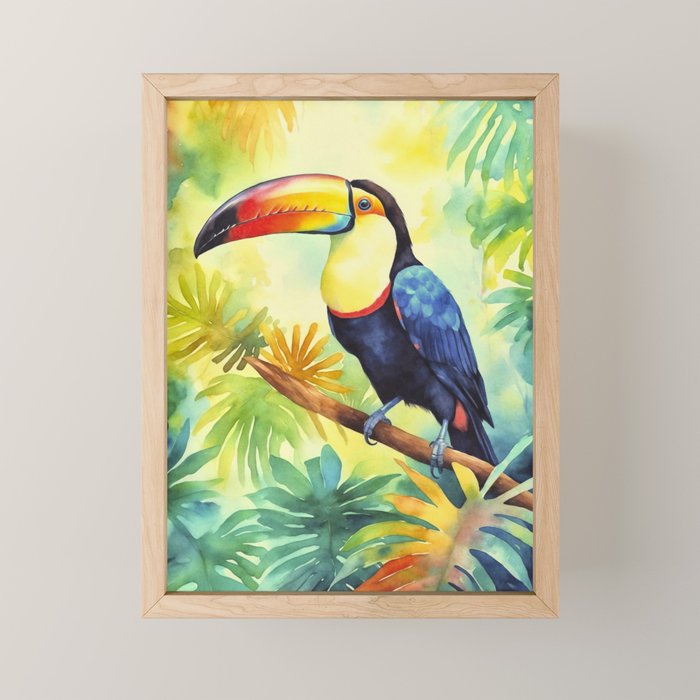 Toucans Tropical Paradise Watercolor Art Mini Art Print Gallery Image 1