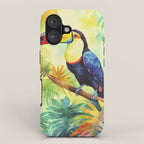 Toucans Tropical Paradise Watercolor Art iPhone Case Gallery Image 1