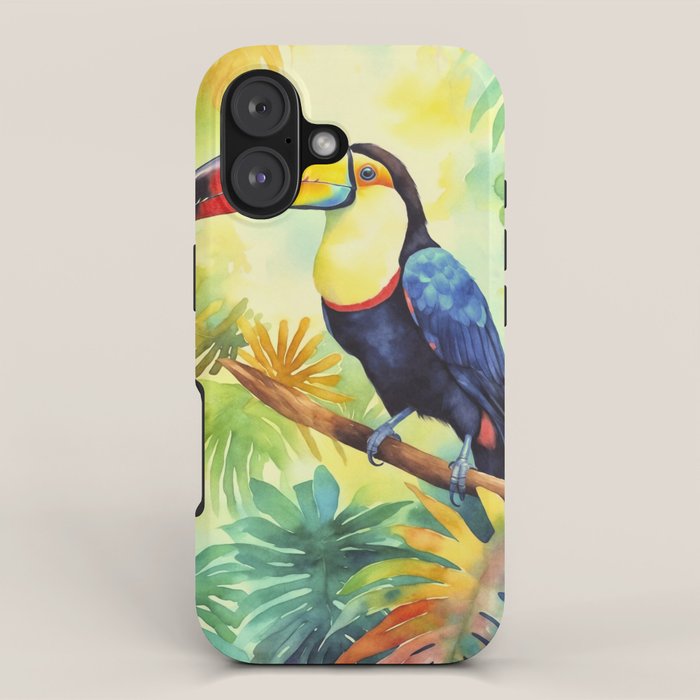 Toucans Tropical Paradise Watercolor Art iPhone Case Gallery Image 1