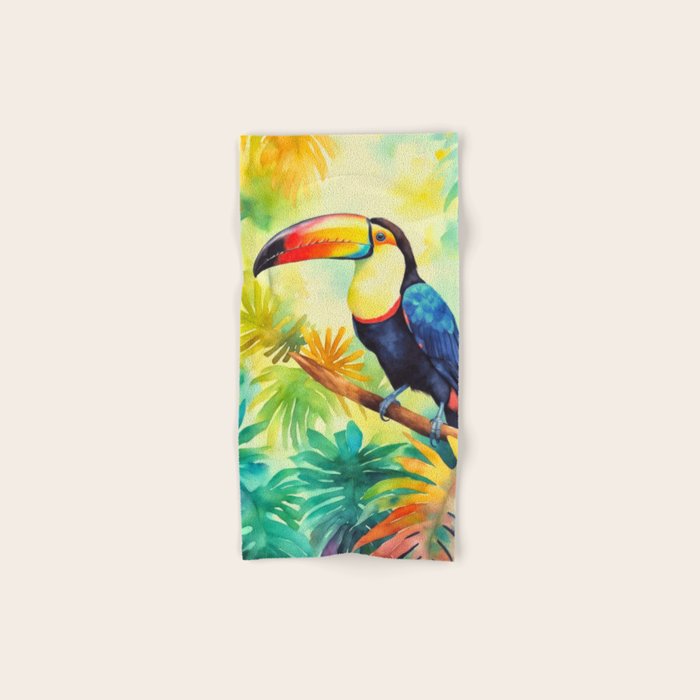 Toucans Tropical Paradise Watercolor Art Bath Towel Gallery Image 1