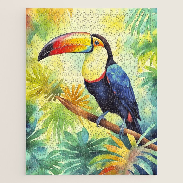 Toucans Tropical Paradise Watercolor Art Jigsaw Puzzle Gallery Image 1