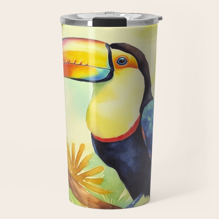 Toucans Tropical Paradise Watercolor Art Travel Mug Gallery Image 1