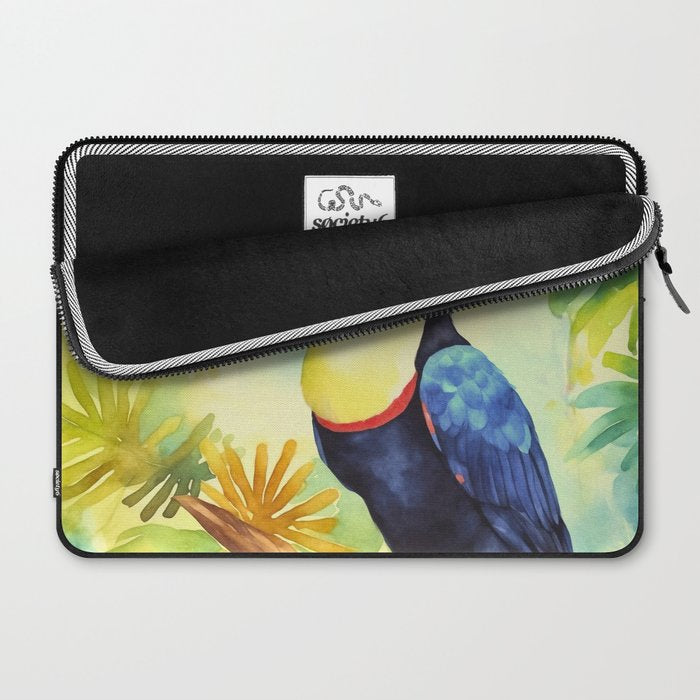 Toucans Tropical Paradise Watercolor Art Laptop Sleeve Gallery Image 2