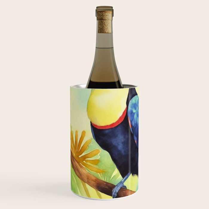 Toucans Tropical Paradise Watercolor Art Wine Chiller Gallery Image 1