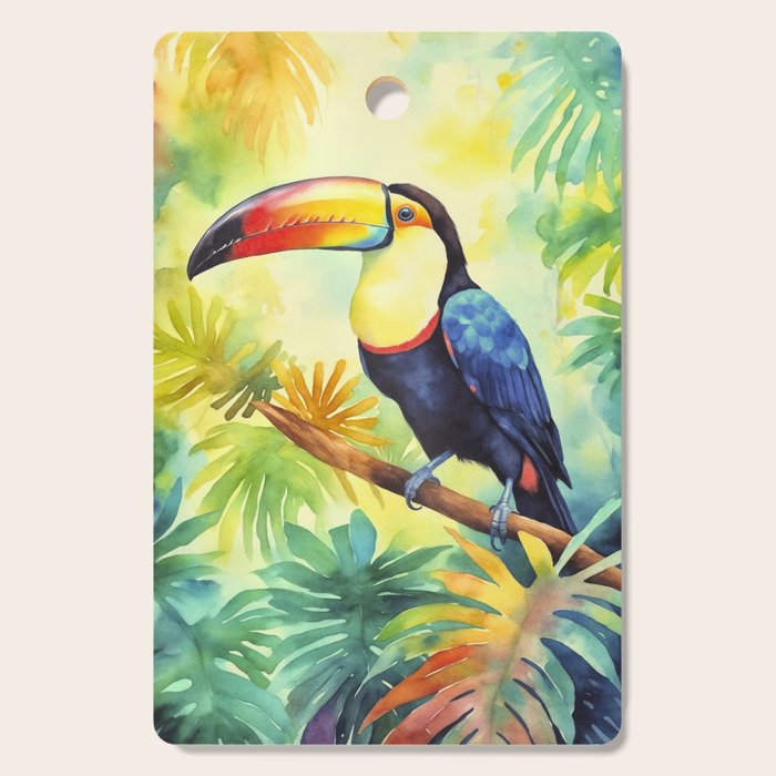 Toucans Tropical Paradise Watercolor Art Cutting Board Gallery Image 1