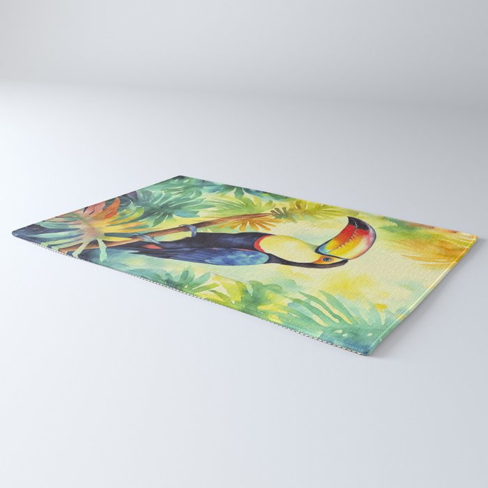 Toucans Tropical Paradise Watercolor Art Rug Gallery Image 3