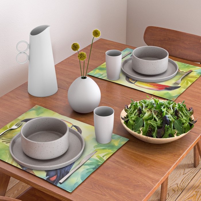 Toucans Tropical Paradise Watercolor Art Placemat Gallery Image 2