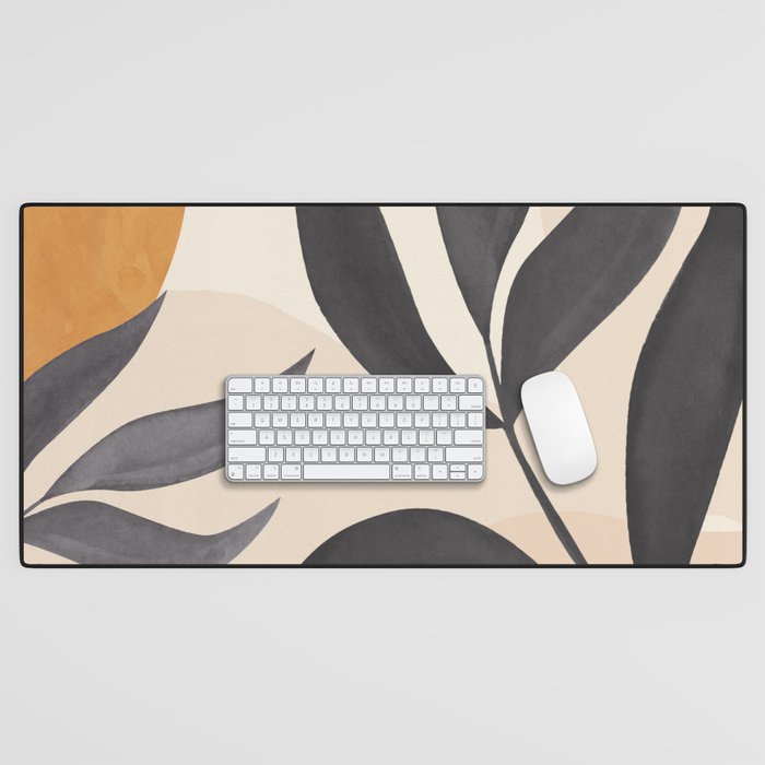 Minimal Abstract Art Tropical Leaves 5 Desk Mat Gallery Image 1
