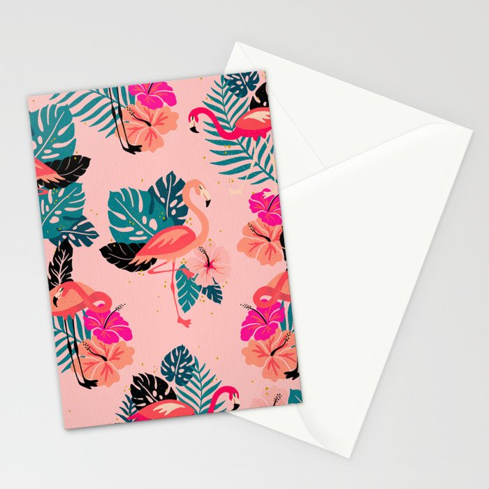 Tropical Flamingos - Pink Palette Stationery Card Gallery Image 2