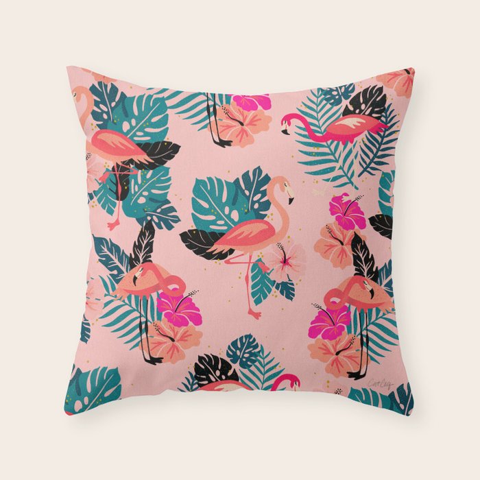 Tropical Flamingos - Pink Palette Throw Pillow Gallery Image 6