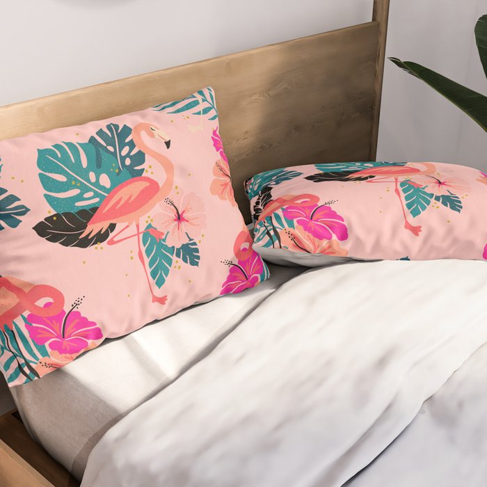 Tropical Flamingos - Pink Palette Pillow Sham Gallery Image 2