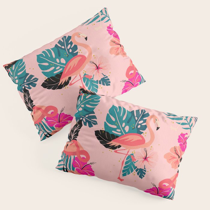 Tropical Flamingos - Pink Palette Pillow Sham Gallery Image 3