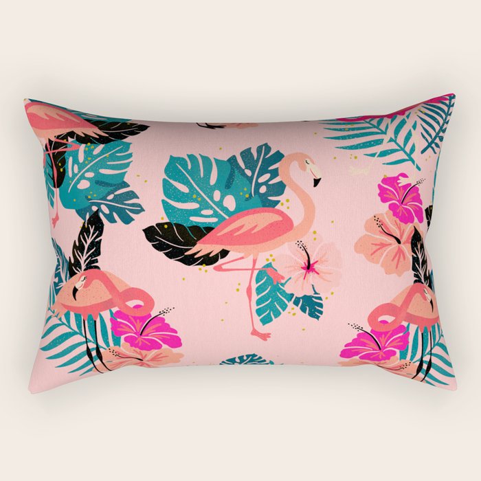 Tropical Flamingos - Pink Palette Rectangular Pillow Gallery Image 2