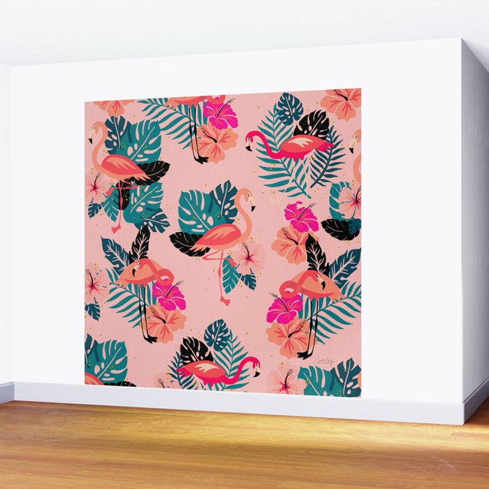 Tropical Flamingos - Pink Palette Wall Mural Gallery Image 2