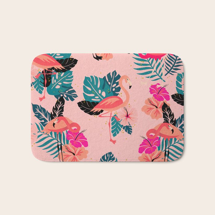 Tropical Flamingos - Pink Palette Bath Mat Gallery Image 1