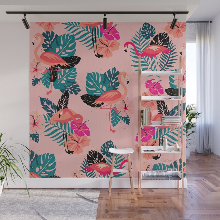 Tropical Flamingos - Pink Palette Wall Mural Gallery Image 1