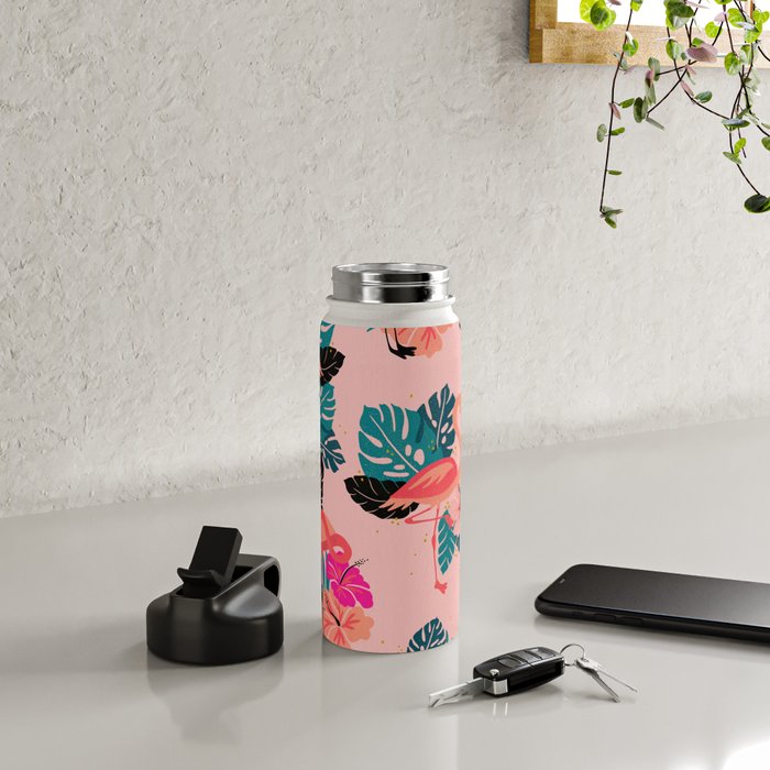 Tropical Flamingos - Pink Palette Water Bottle Gallery Image 4