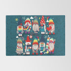 I gnome you // dark teal background little happy and lovely gnomes with rainbows vivid red hearts Rug Gallery Image 2