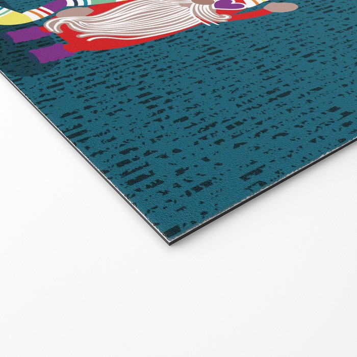 I gnome you // dark teal background little happy and lovely gnomes with rainbows vivid red hearts Welcome Mat Gallery Image 2