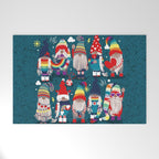 I gnome you // dark teal background little happy and lovely gnomes with rainbows vivid red hearts Welcome Mat Gallery Image 1