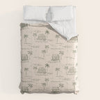 Vintage palm tree beach house pattern Comforter Gallery Image 6