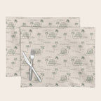 Vintage palm tree beach house pattern Placemat Gallery Image 1