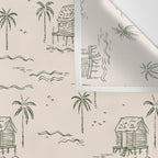 Vintage palm tree beach house pattern Wall Tapestry Gallery Image 3