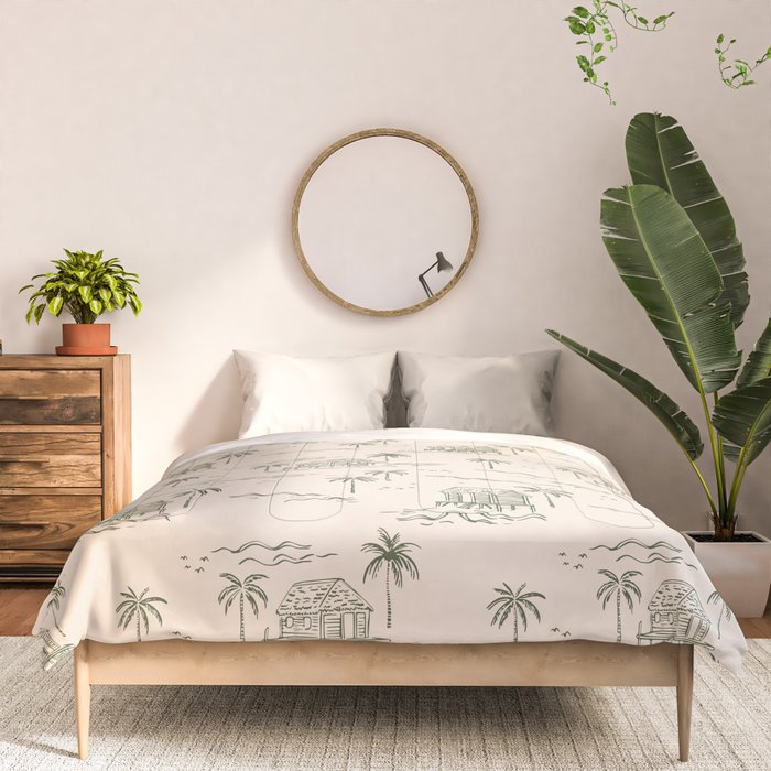 Vintage palm tree beach house pattern Comforter Gallery Image 3
