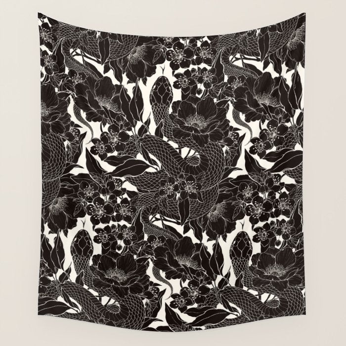 Enchanted Snake Block Print Wall Tapestry Gallery Image 4