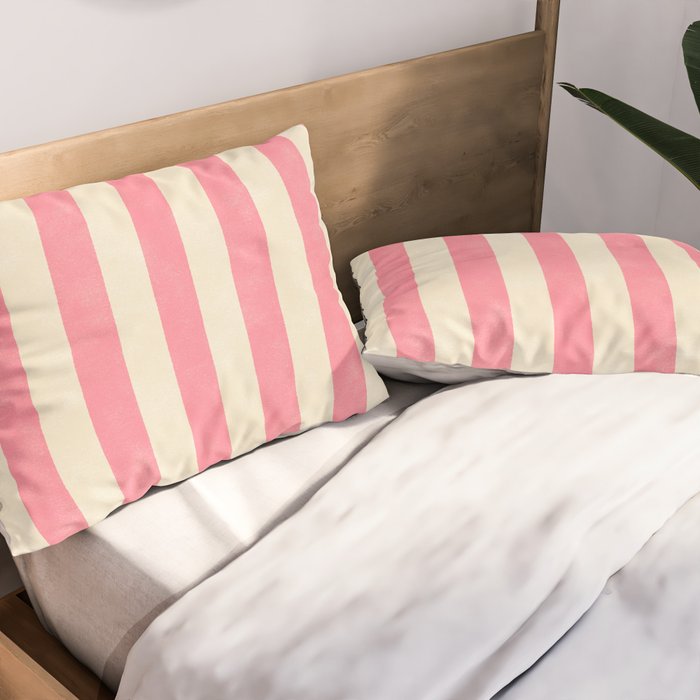 Cabana Stripe - pink & cream Pillow Sham Gallery Image 2