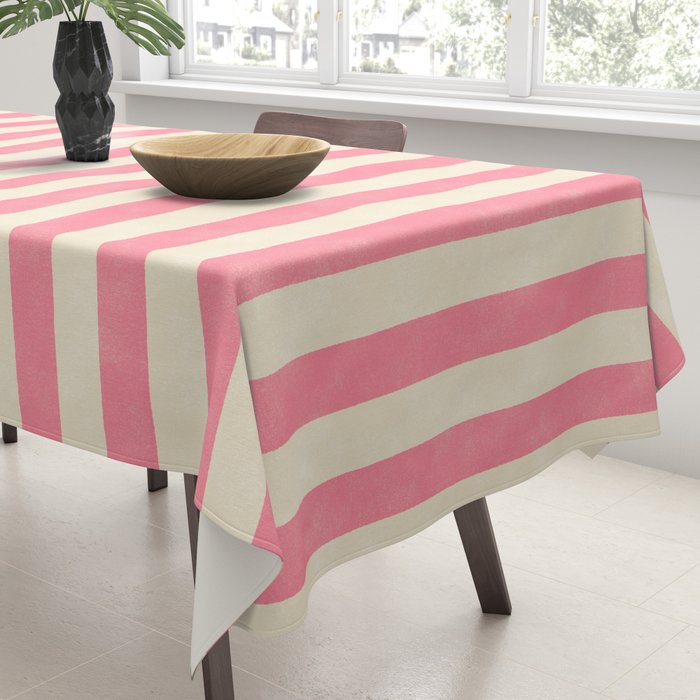 Cabana Stripe - pink & cream Tablecloth Gallery Image 3