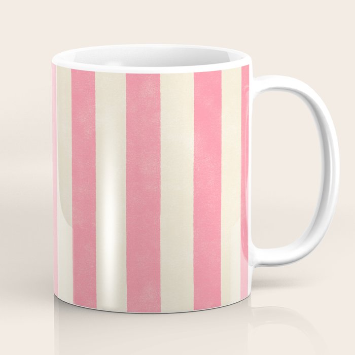 Cabana Stripe - pink & cream Coffee Mug Gallery Image 1