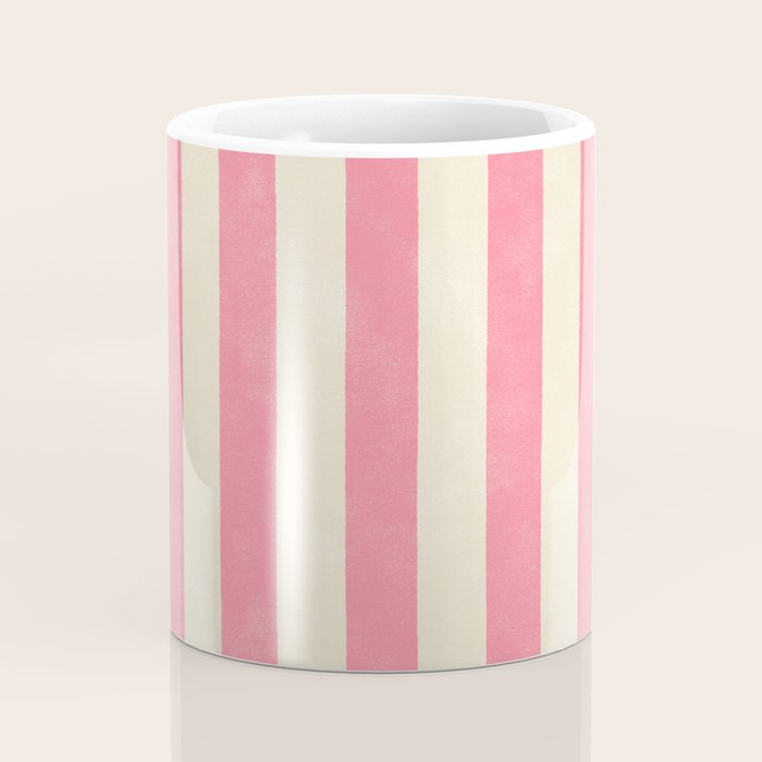 Cabana Stripe - pink & cream Coffee Mug Gallery Image 4