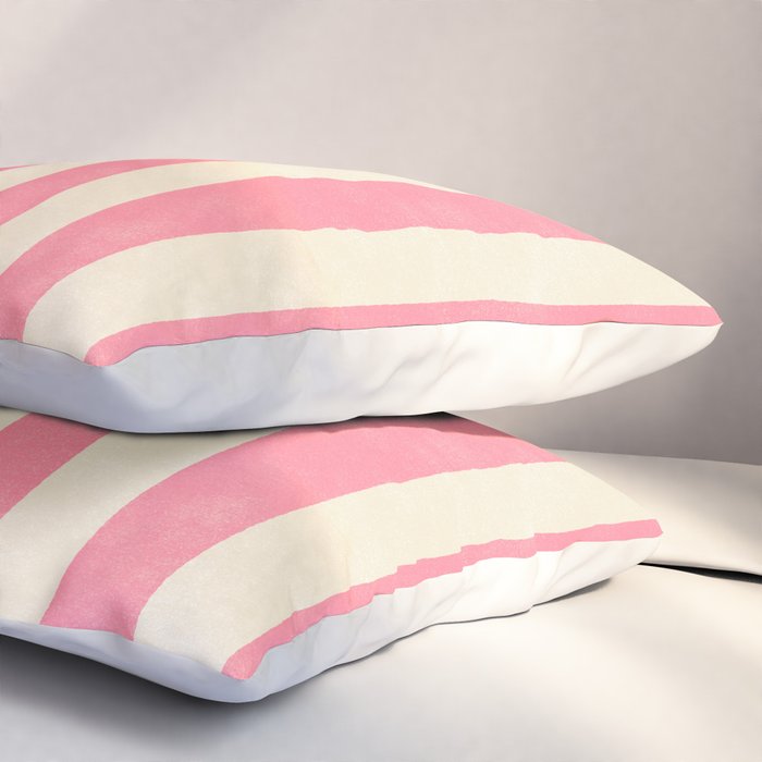 Cabana Stripe - pink & cream Pillow Sham Gallery Image 3