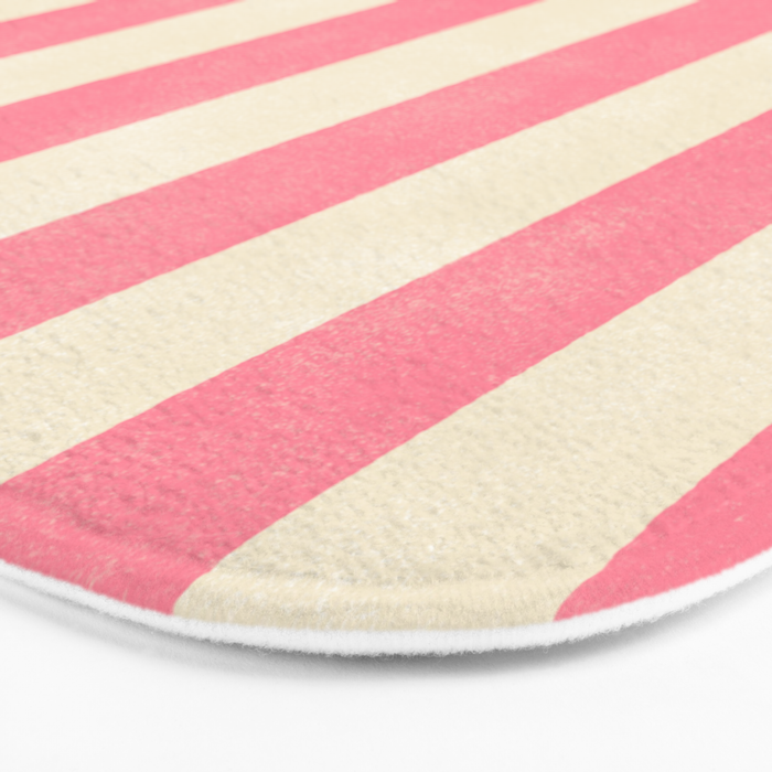 Cabana Stripe - pink & cream Bath Mat Gallery Image 3