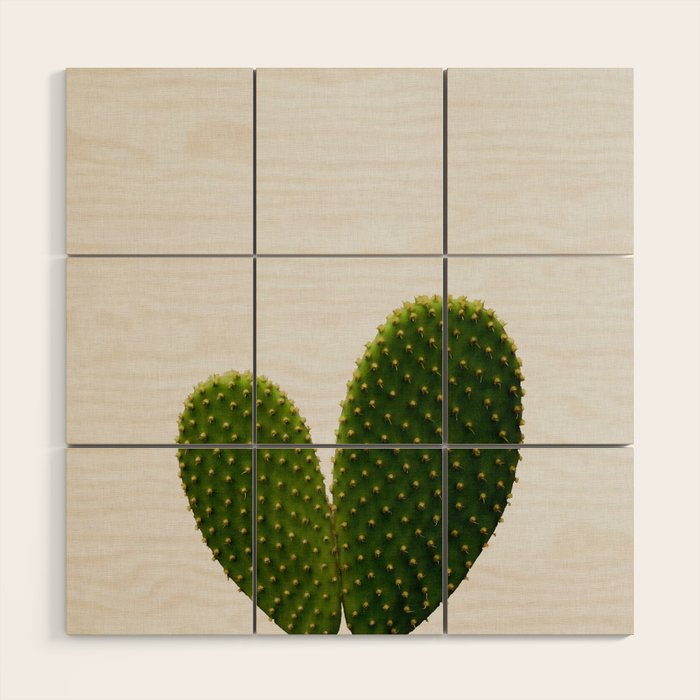 Heart Cactus Wood Wall Art Gallery Image 1