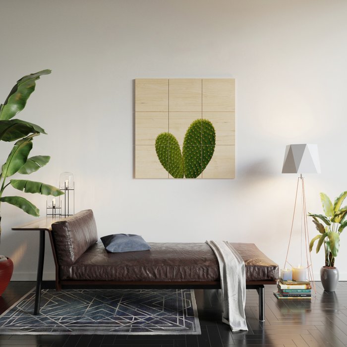 Heart Cactus Wood Wall Art Gallery Image 2