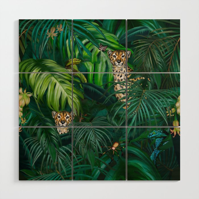 Jungle Cheetah Prints Wood Wall Art Gallery Image 1