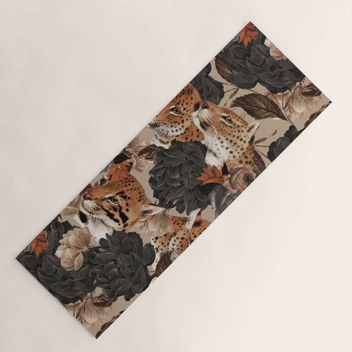 LEOPARD AND FLORAL NIGHT PATTERN Yoga Mat Gallery Image 1