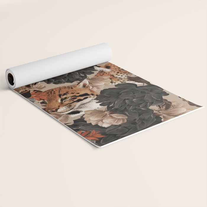LEOPARD AND FLORAL NIGHT PATTERN Yoga Mat Gallery Image 2