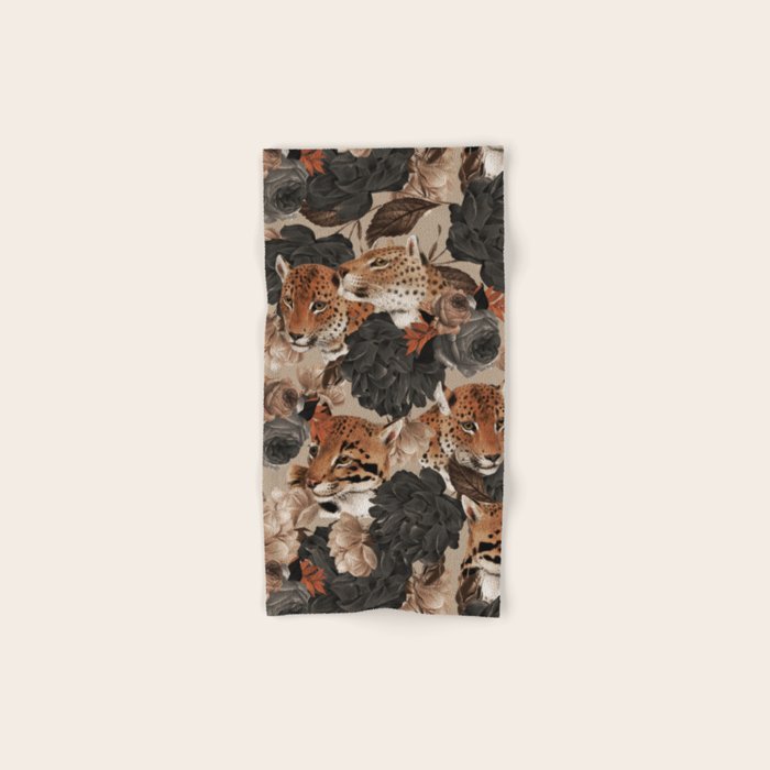 LEOPARD AND FLORAL NIGHT PATTERN Bath Towel Gallery Image 1