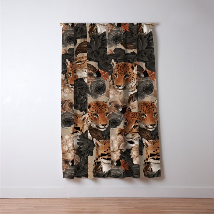 LEOPARD AND FLORAL NIGHT PATTERN Window Curtain Gallery Image 3