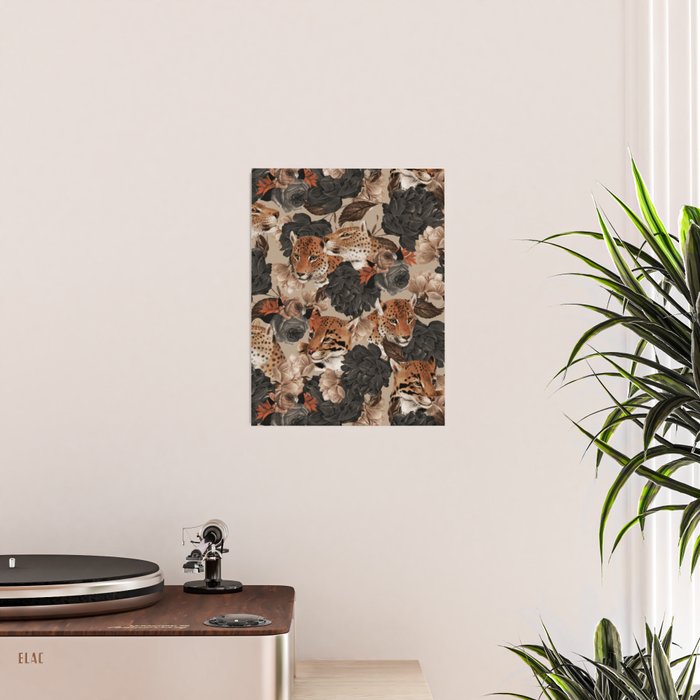 LEOPARD AND FLORAL NIGHT PATTERN Poster Gallery Image 2