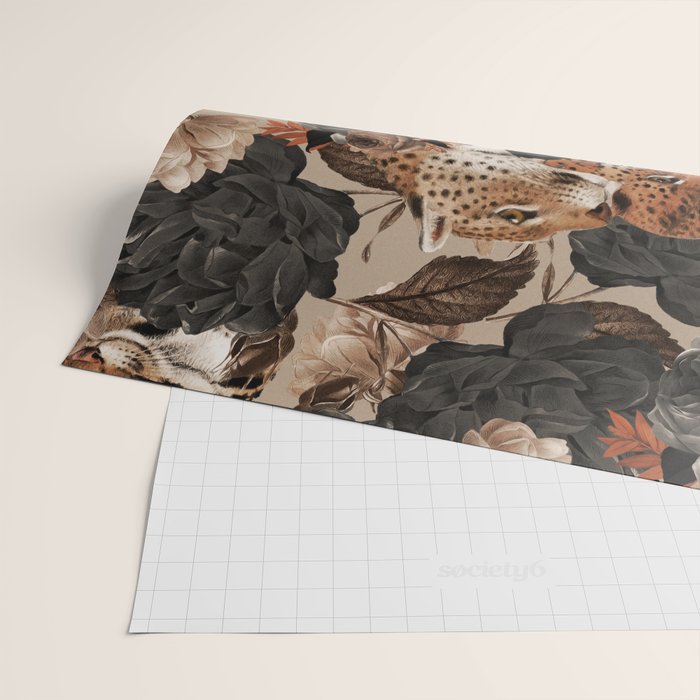 LEOPARD AND FLORAL NIGHT PATTERN Wrapping Paper Gallery Image 2