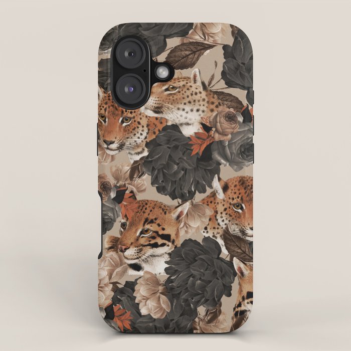 LEOPARD AND FLORAL NIGHT PATTERN iPhone Case Gallery Image 1